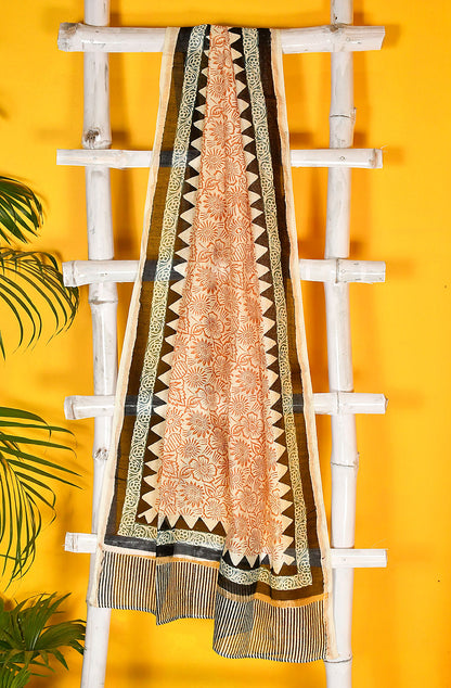 Peach Pure Silk Chanderi Unstitched Suit Set