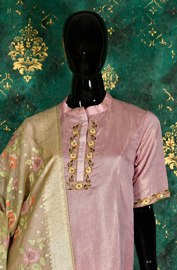 Levender Pink Tissue Silk Suit Set