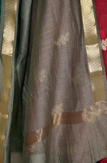 Maroon Cotton Chanderi Hand Embroidered Suit Set