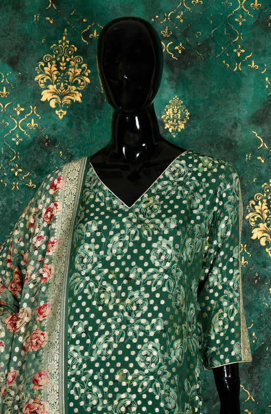 Forest Green Banarasi Khaddi Suit Set