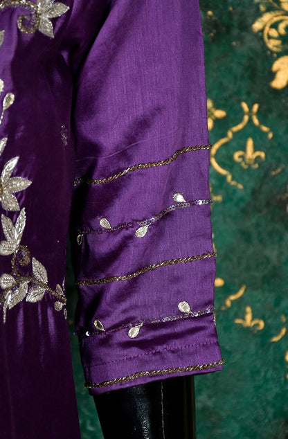 Lavender Pure Chanderi Silk Hand Embroidered Suit Set
