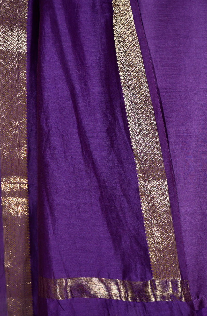 Lavender Pure Chanderi Silk Hand Embroidered Suit Set