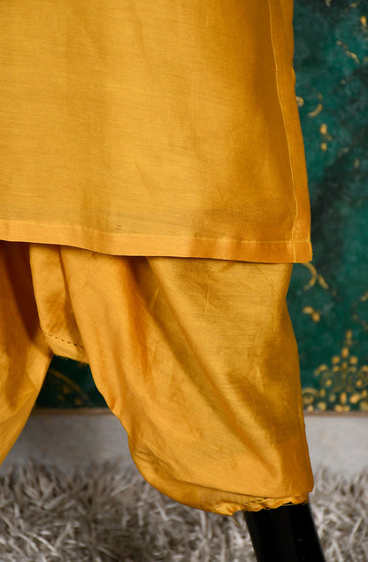 Mustard Munga Silk Suit Set