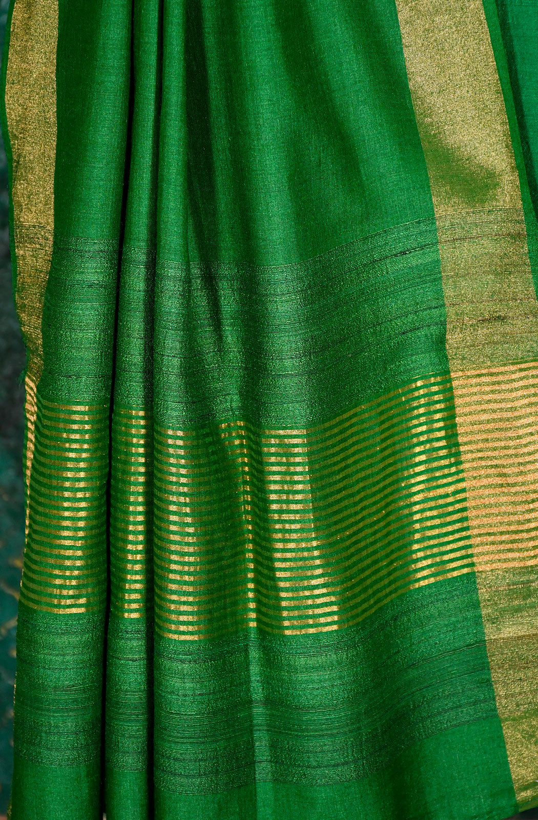 Bottle Green Pure Munga Silk Hand Embroidered Suit Set - Naksheband