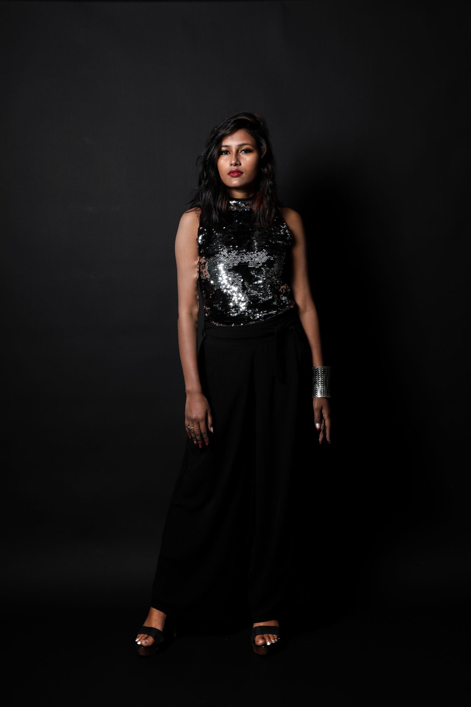 Black Color Indowestern Designer Jumpsuit - Obsidian - Naksheband