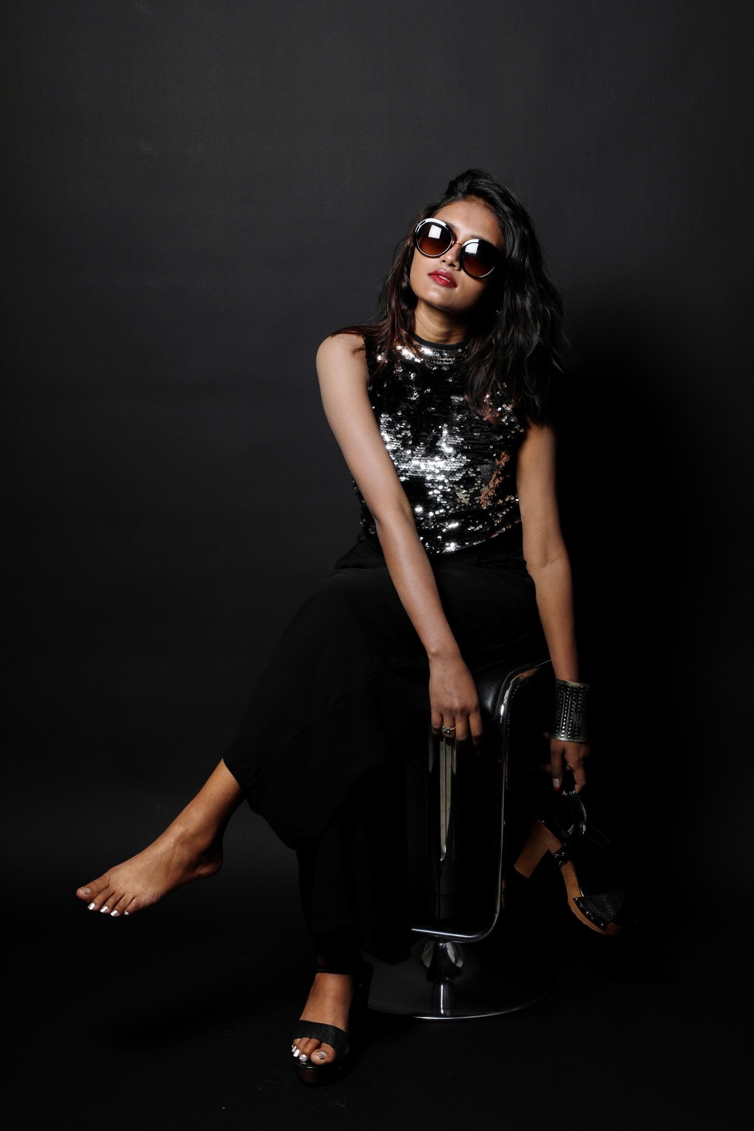 Black Color Indowestern Designer Jumpsuit - Obsidian - Naksheband