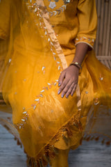 Pure Silk Chanderi Suit Set Embroidery - Amber - Naksheband