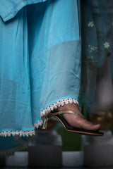 Blue Color Silk Chanderi Suit Set Designer - Carolina - Naksheband