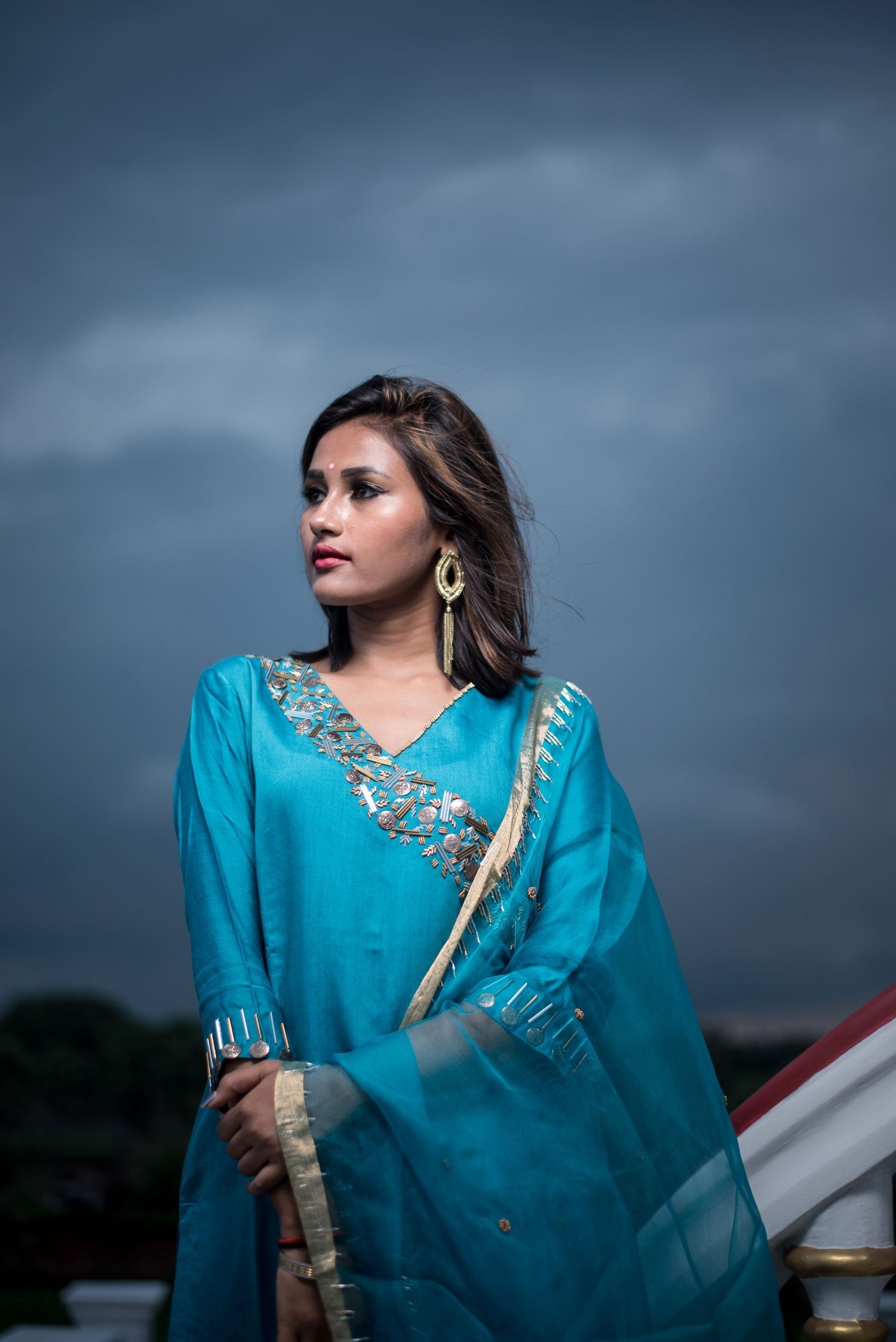 Blue Color Pure Silk Chanderi Suit Set Embroidery - Slashy Slay - Naksheband