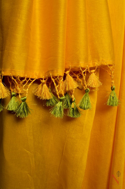 Yellow Color Pure Silk Chanderi Saree - Butter Fly
