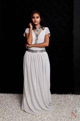 Indowestern Designer One Piece Dress - Frosty - Naksheband