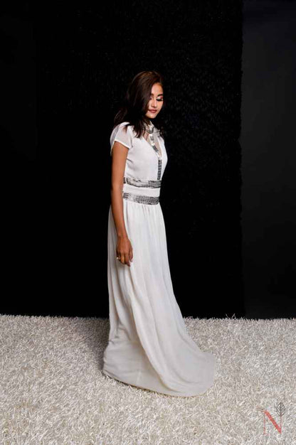 Indowestern Designer One Piece Dress - Frosty - Naksheband