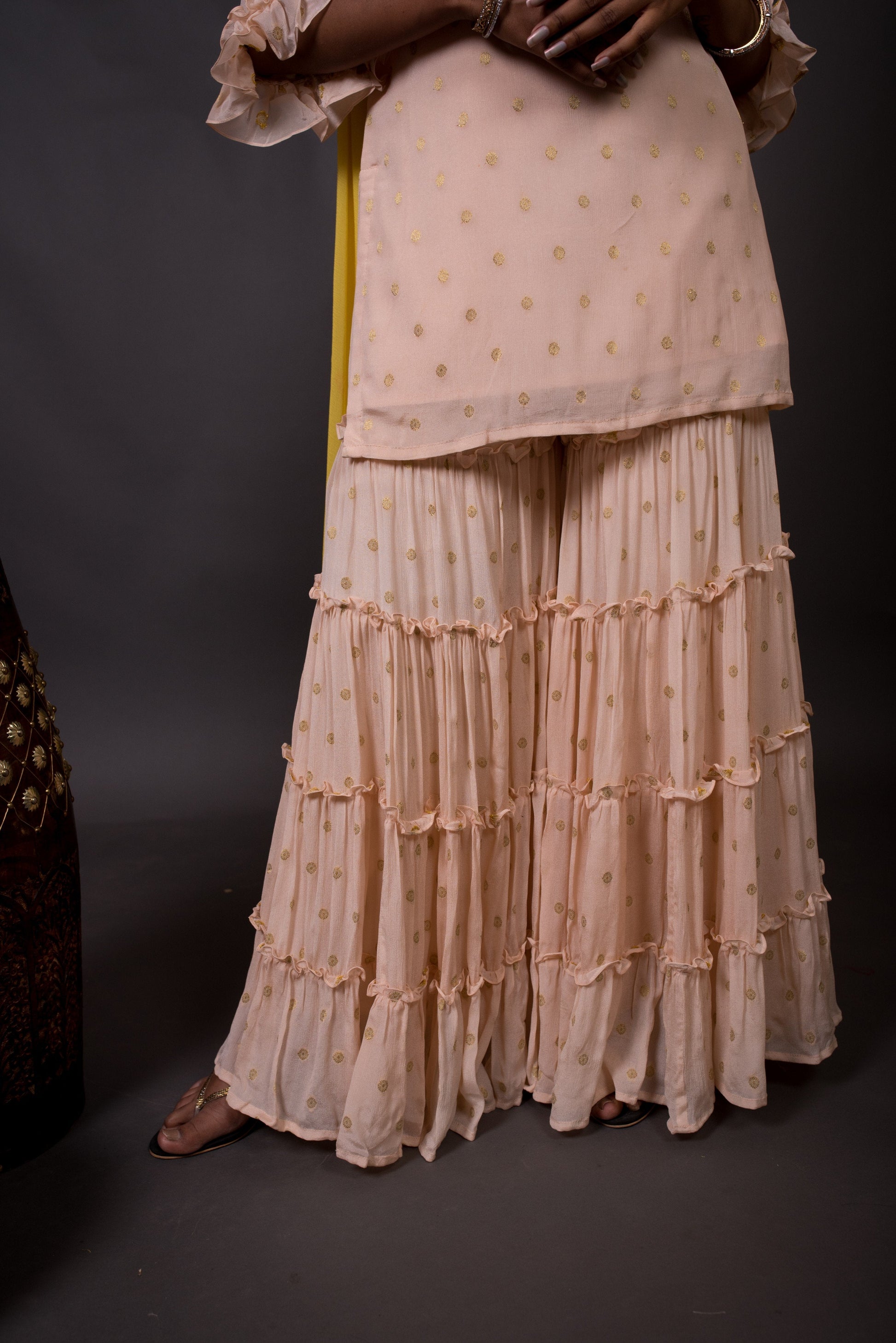Teared Garara Chanderi Silk Set - Honey Dew - Naksheband