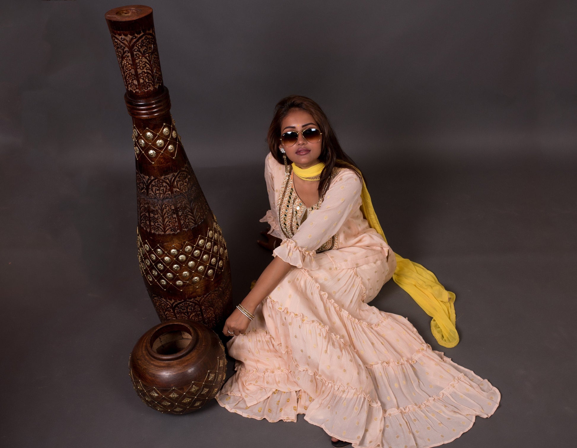 Teared Garara Chanderi Silk Set - Honey Dew - Naksheband