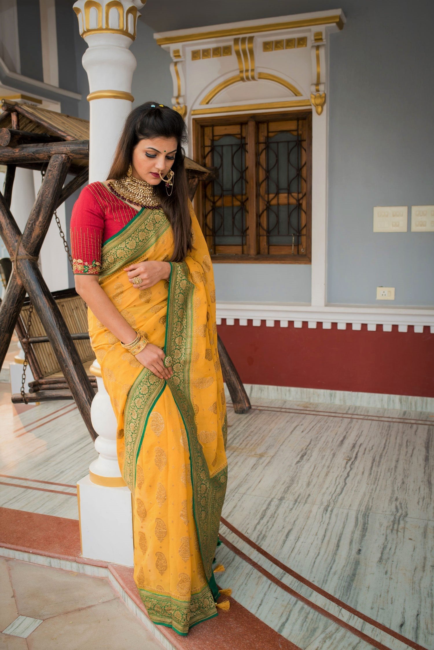 Pure Banarasi Saree khaddi  - Medallion - Naksheband