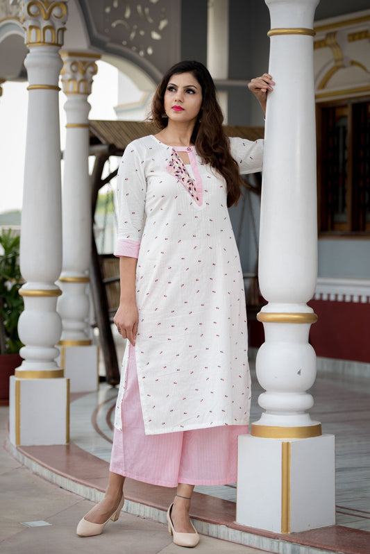 Cotton Suit Set Embroidery - Daisy - Naksheband