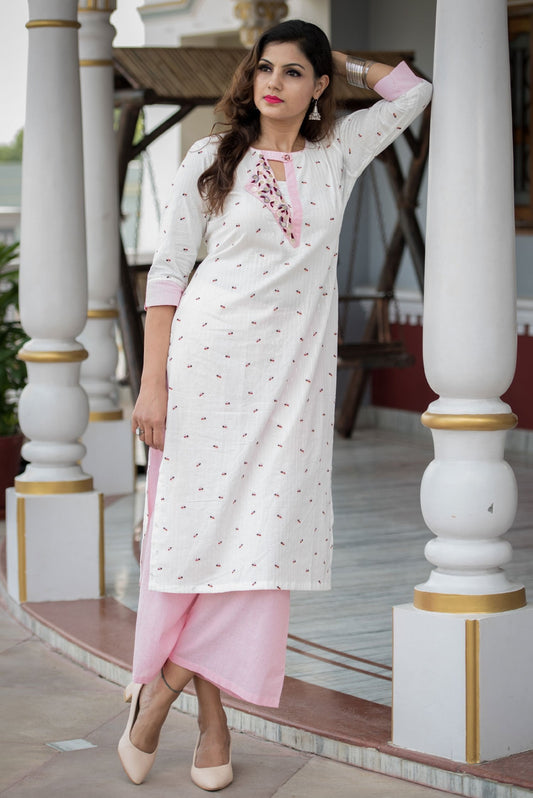 Cotton Suit Set Embroidery - Daisy - Naksheband