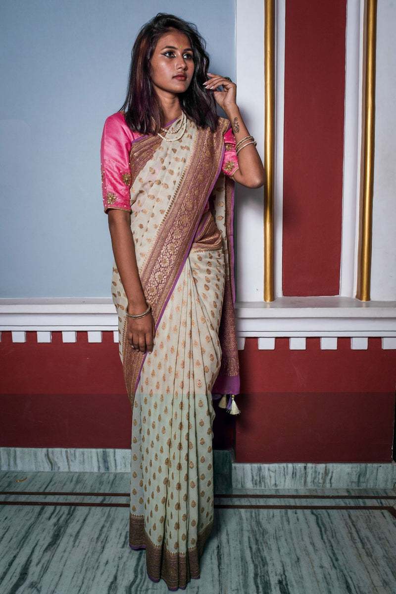 Pure Banarasi Saree Khaddi - Mauve Munch - Naksheband