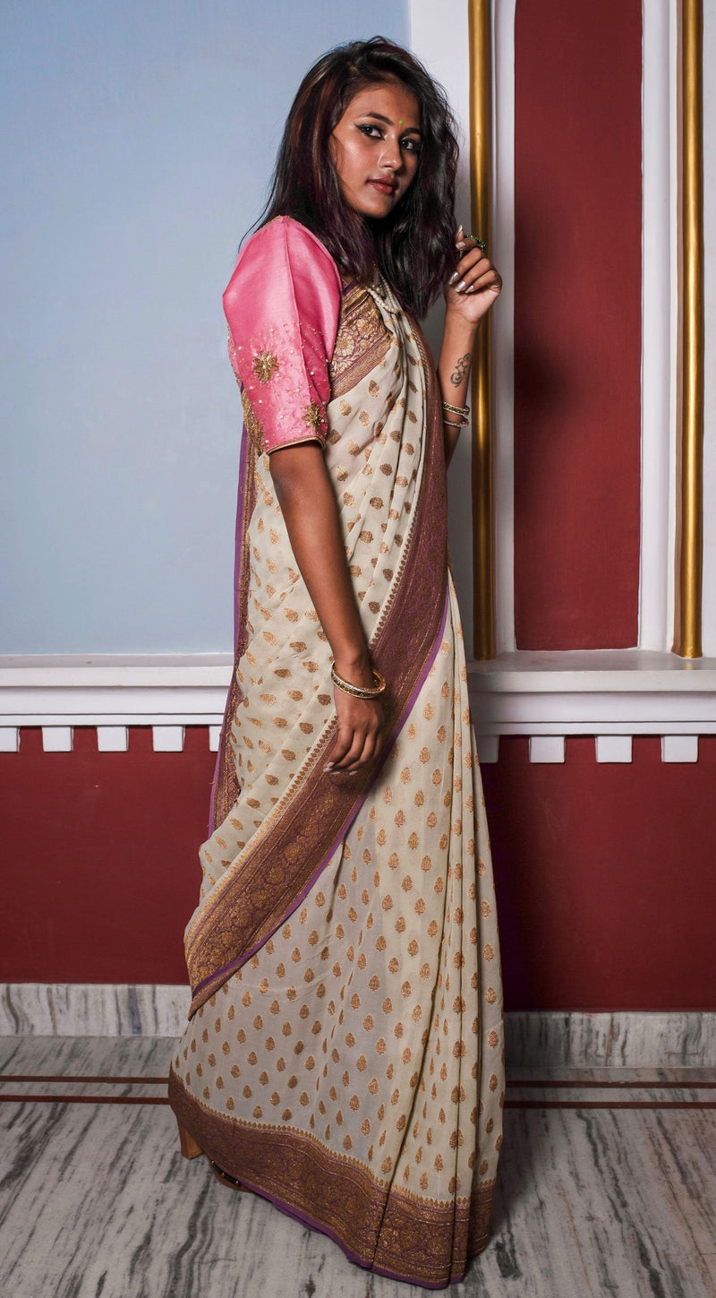 Pure Banarasi Saree Khaddi - Mauve Munch - Naksheband