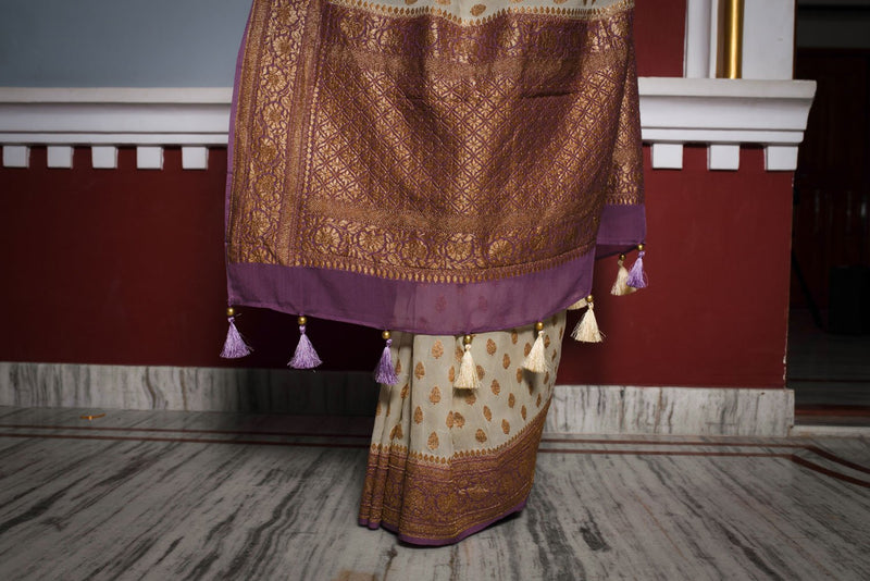 Pure Banarasi Saree Khaddi - Mauve Munch - Naksheband