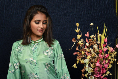 IndoWestern Designer Suit Set - Platinum - Naksheband