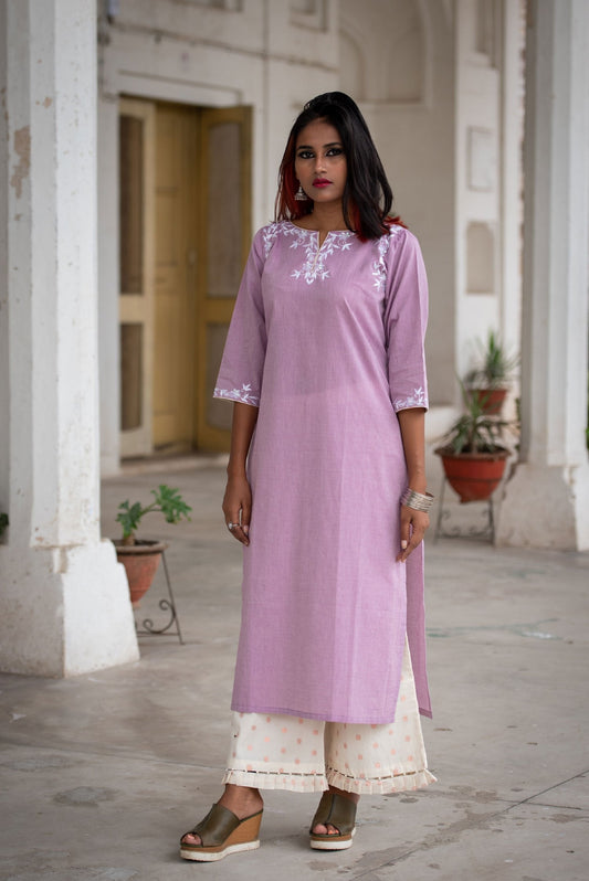 Cotton Suit Set Designer - Wisteria - Naksheband