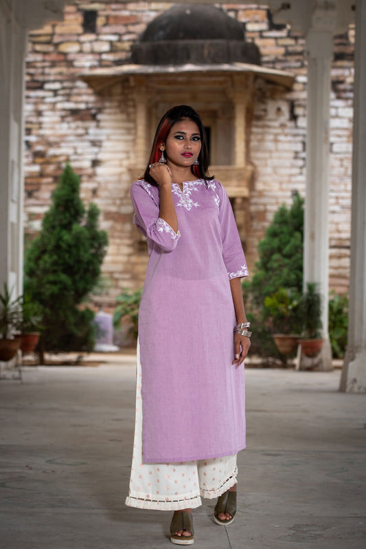 Cotton Suit Set Designer - Wisteria - Naksheband
