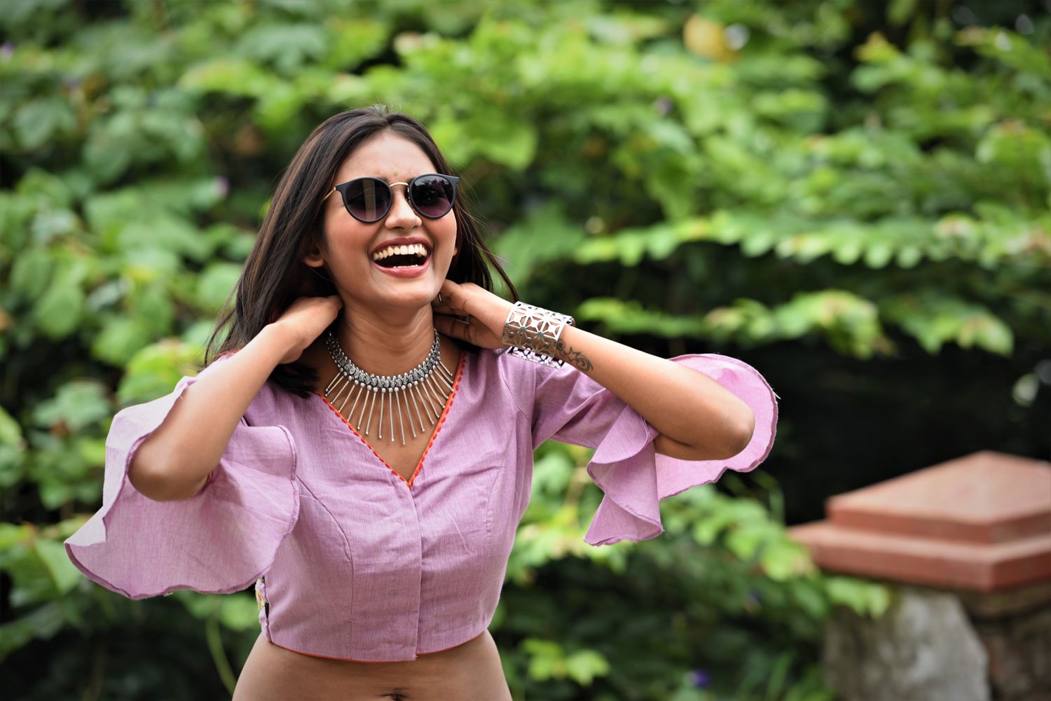 Pastel Purple Color Designer Pure Cotton Blouse  - Periwinkle - Naksheband