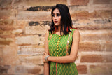 Green and Peach Color Cotton Suit Set Designer - Flowra - Naksheband