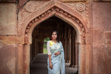 Grey Color  Designer Pure Silk Chanderi Saree - SunnySide - Naksheband