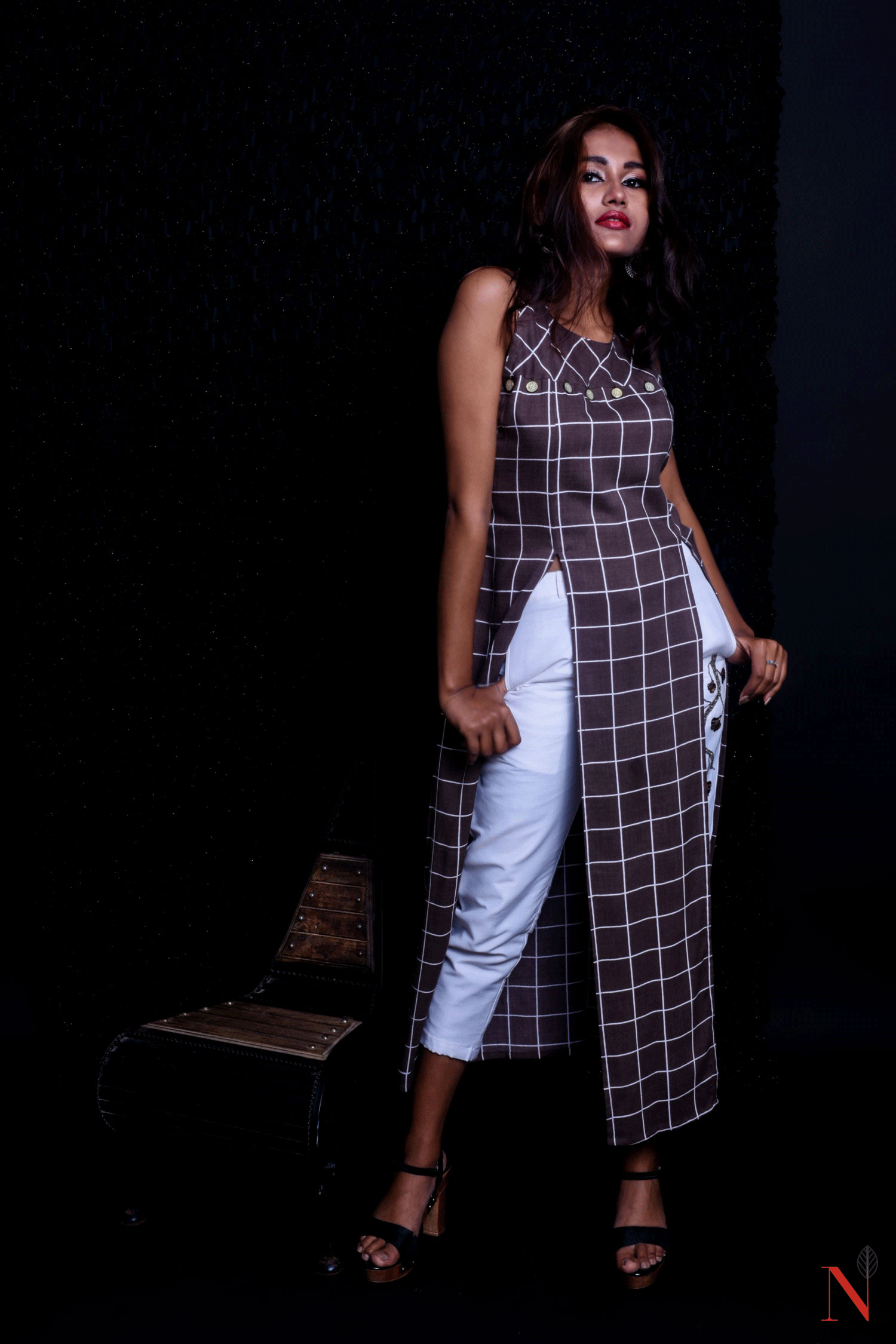 Brownish Grey And White Color Indowestern Designer Suit Set - Milkweed - Naksheband