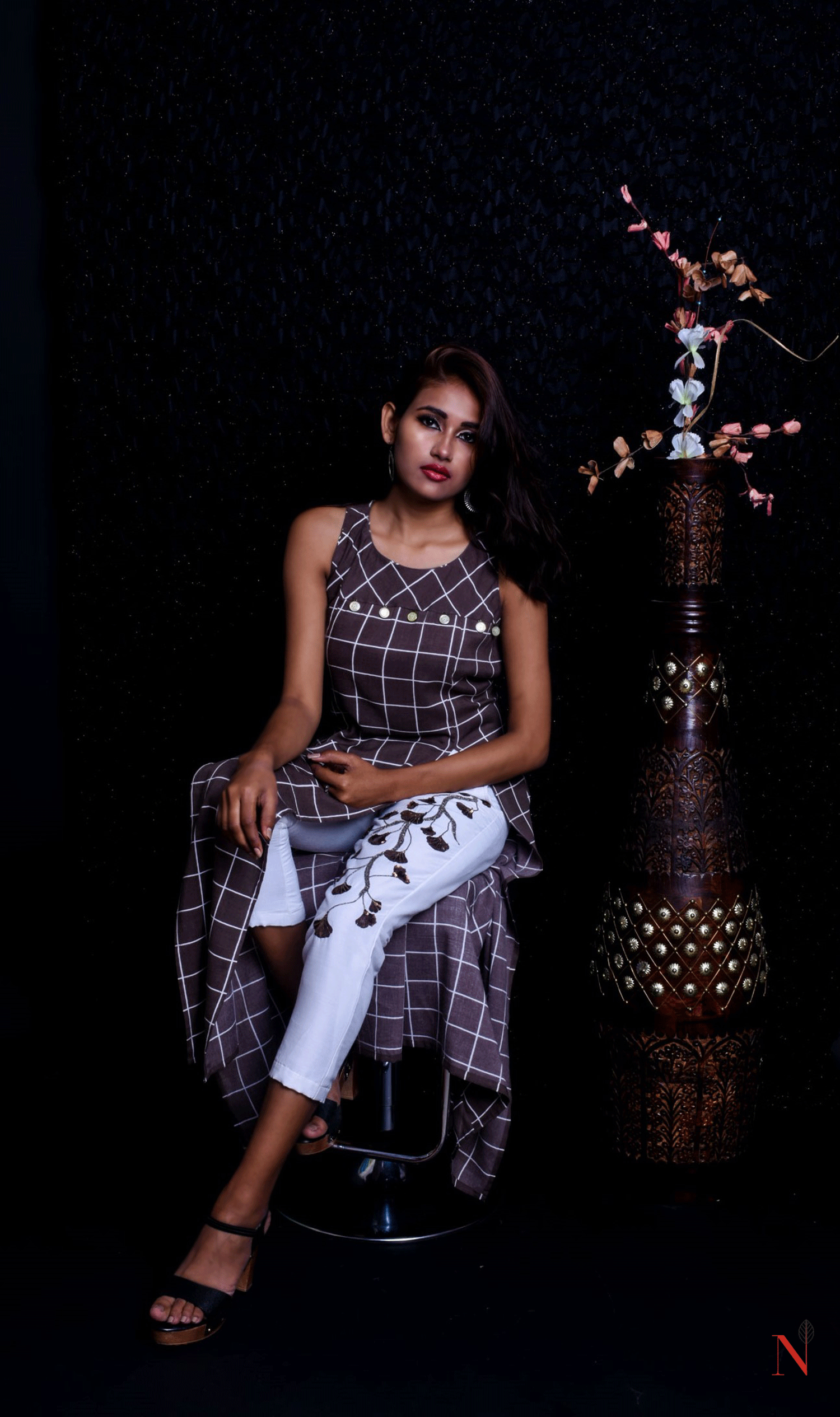Brownish Grey And White Color Indowestern Designer Suit Set - Milkweed - Naksheband