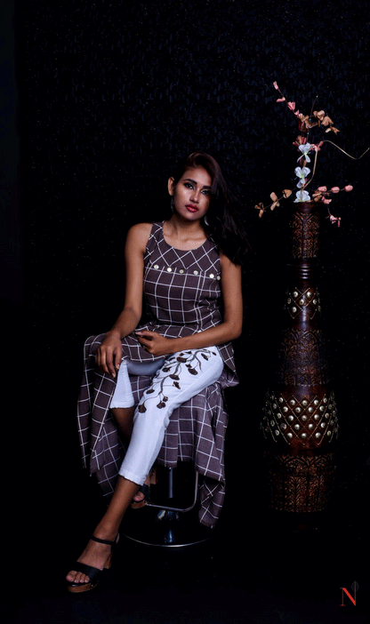 Brownish Grey And White Color Indowestern Designer Suit Set - Milkweed - Naksheband