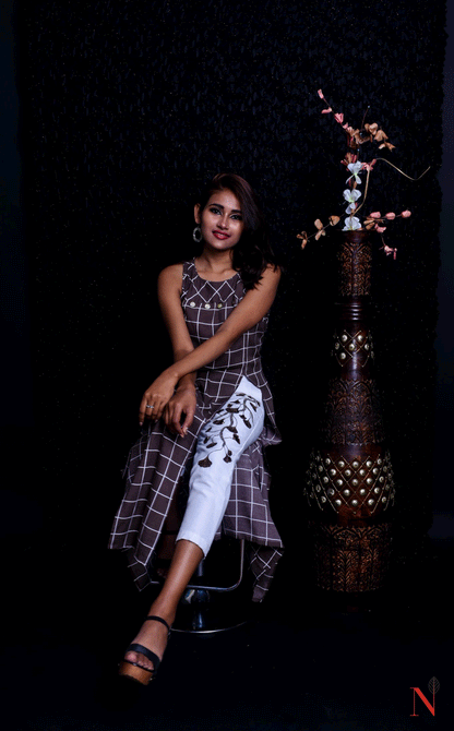 Brownish Grey And White Color Indowestern Designer Suit Set - Milkweed - Naksheband