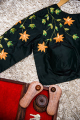 Emerald Green Color Pure Silk Embroidered Designer Blouse- Sacramento - Naksheband