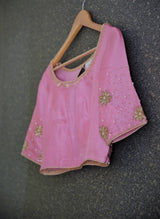 Pure Silk Embroidered Designer blouse - Summer Rose - Naksheband