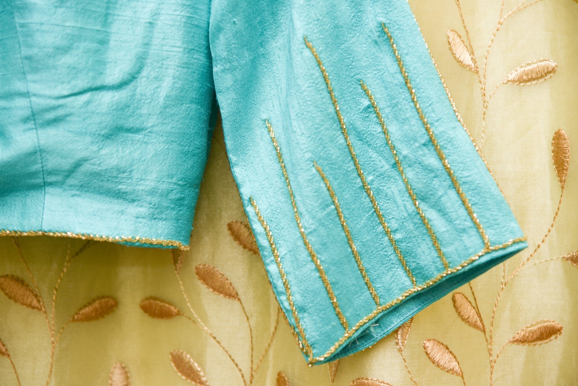 Belize Sea Green Color Raw Silk Embroidered designer Blouse - Belize - Naksheband
