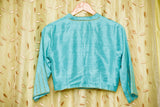 Belize Sea Green Color Raw Silk Embroidered designer Blouse - Belize - Naksheband