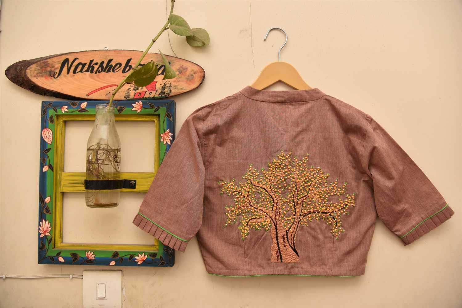 Light Brown Color Designer Pure Cotton Blouse - Nutty Brown - Naksheband