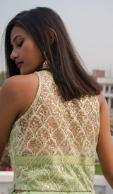 Kelly Green Color Indowestern Designer Skirt Set - Glitter - Naksheband