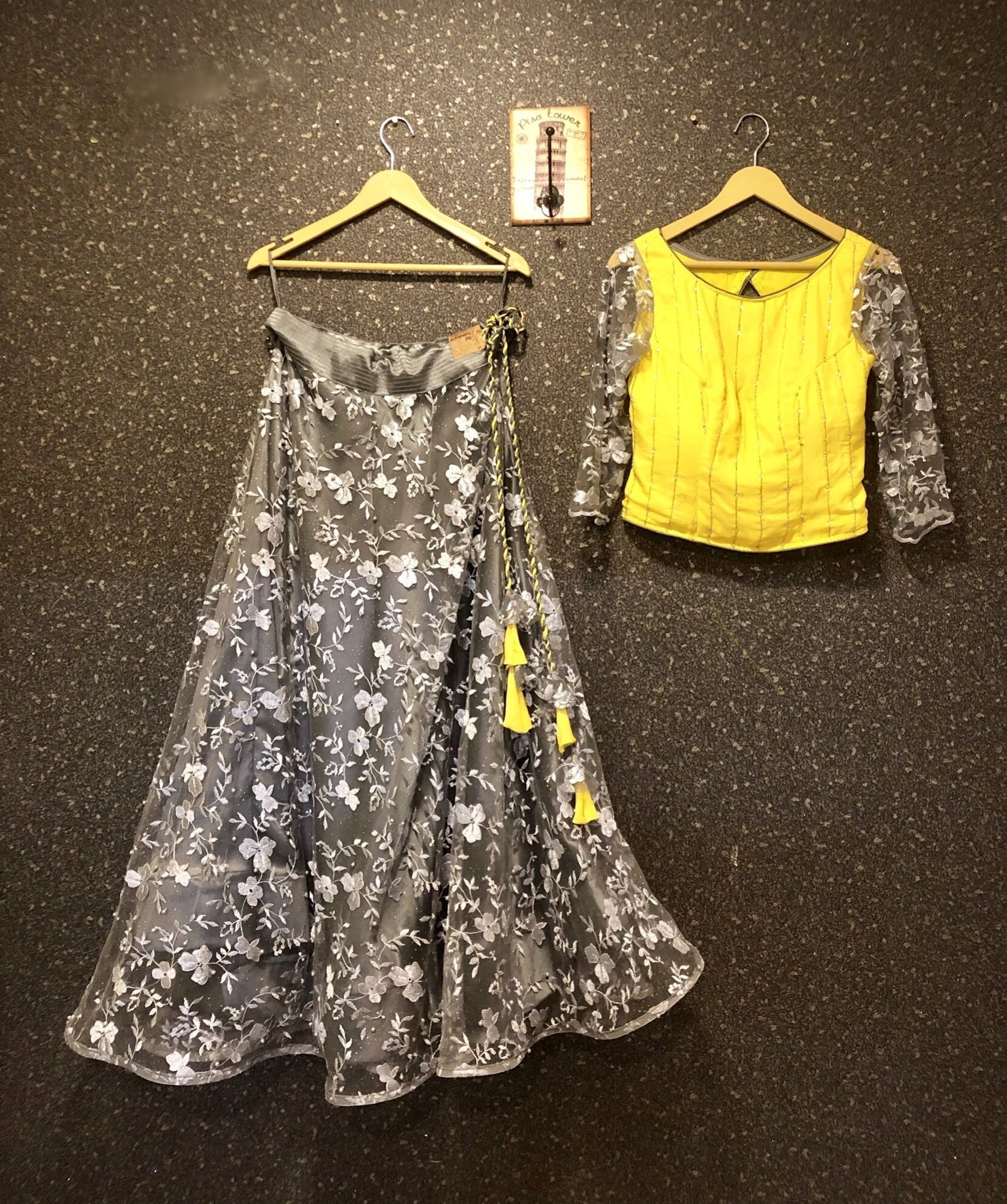 Indowestern Designer Skirt Set - Pollen - Naksheband