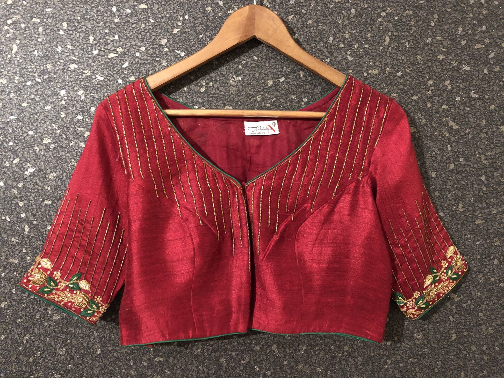 Mehroon Color Designer Blouse Embroidered - Juliet - Naksheband