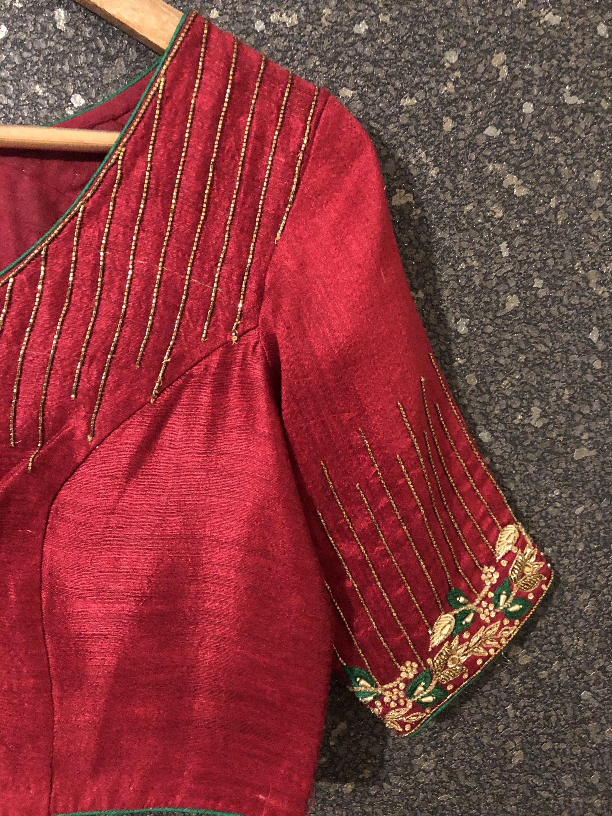 Mehroon Color Designer Blouse Embroidered - Juliet - Naksheband