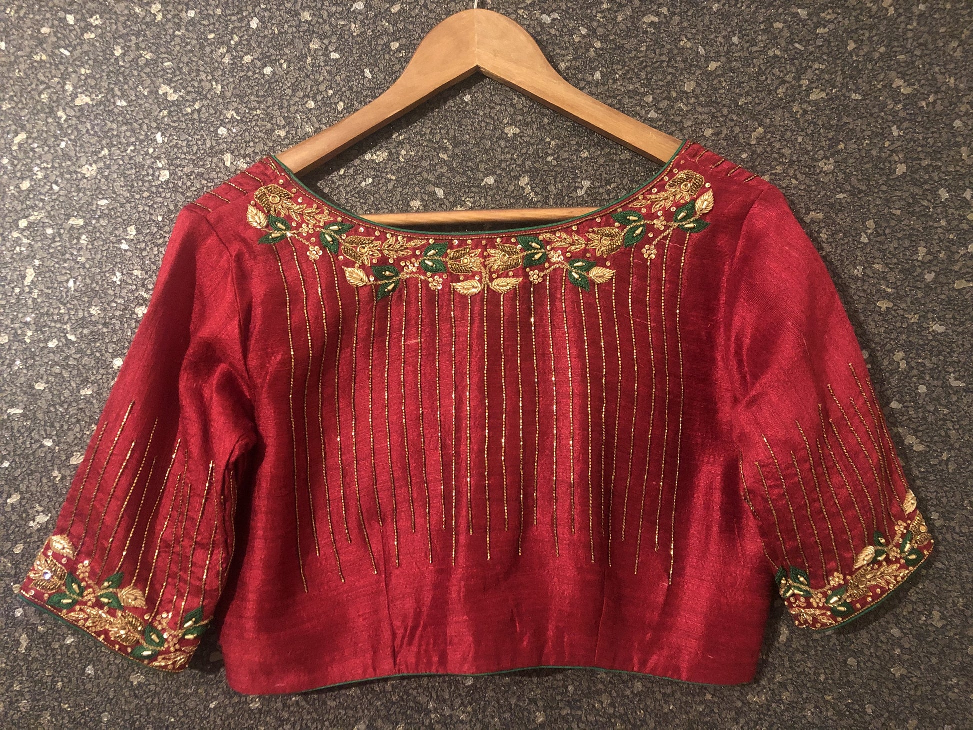 Mehroon Color Designer Blouse Embroidered - Juliet - Naksheband