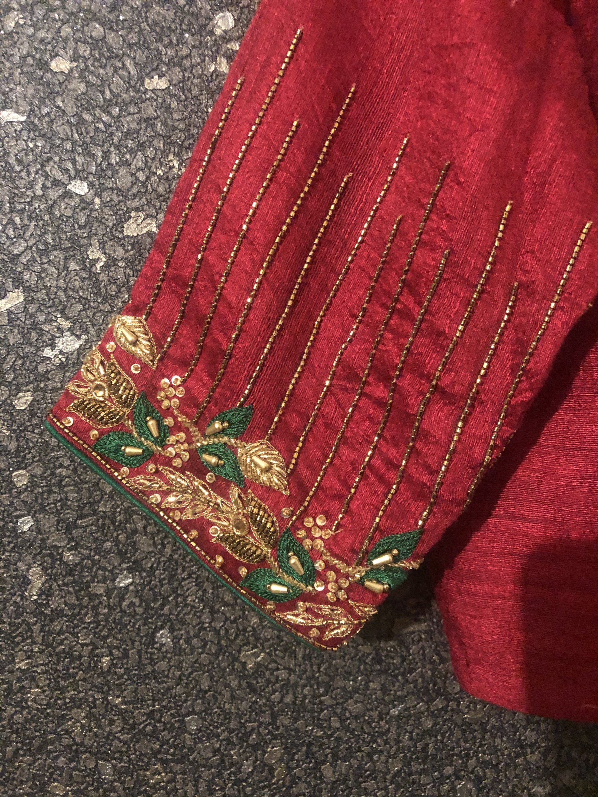 Mehroon Color Designer Blouse Embroidered - Juliet - Naksheband