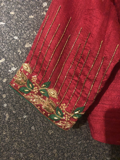 Mehroon Color Designer Blouse Embroidered - Juliet - Naksheband