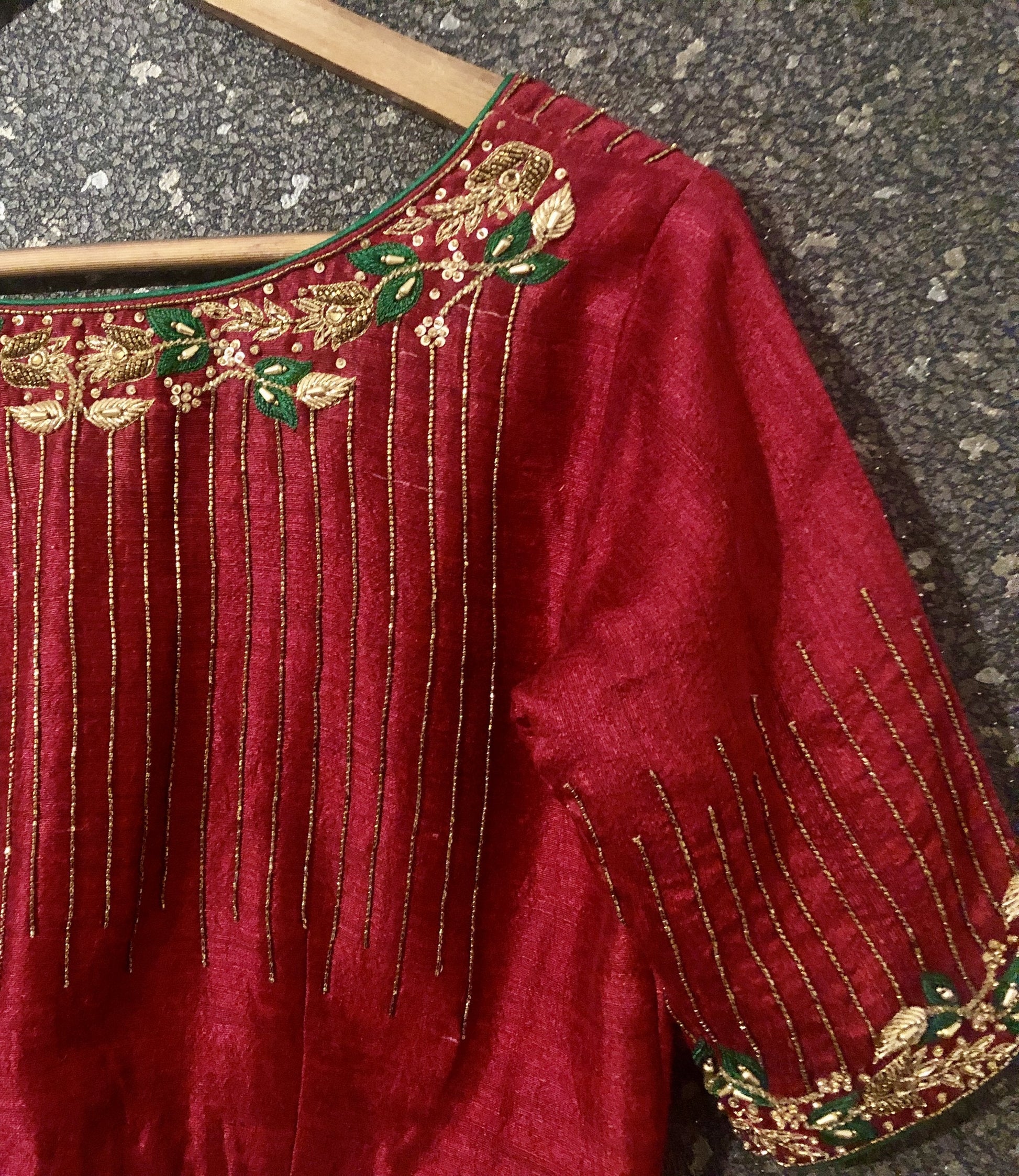 Mehroon Color Designer Blouse Embroidered - Juliet - Naksheband