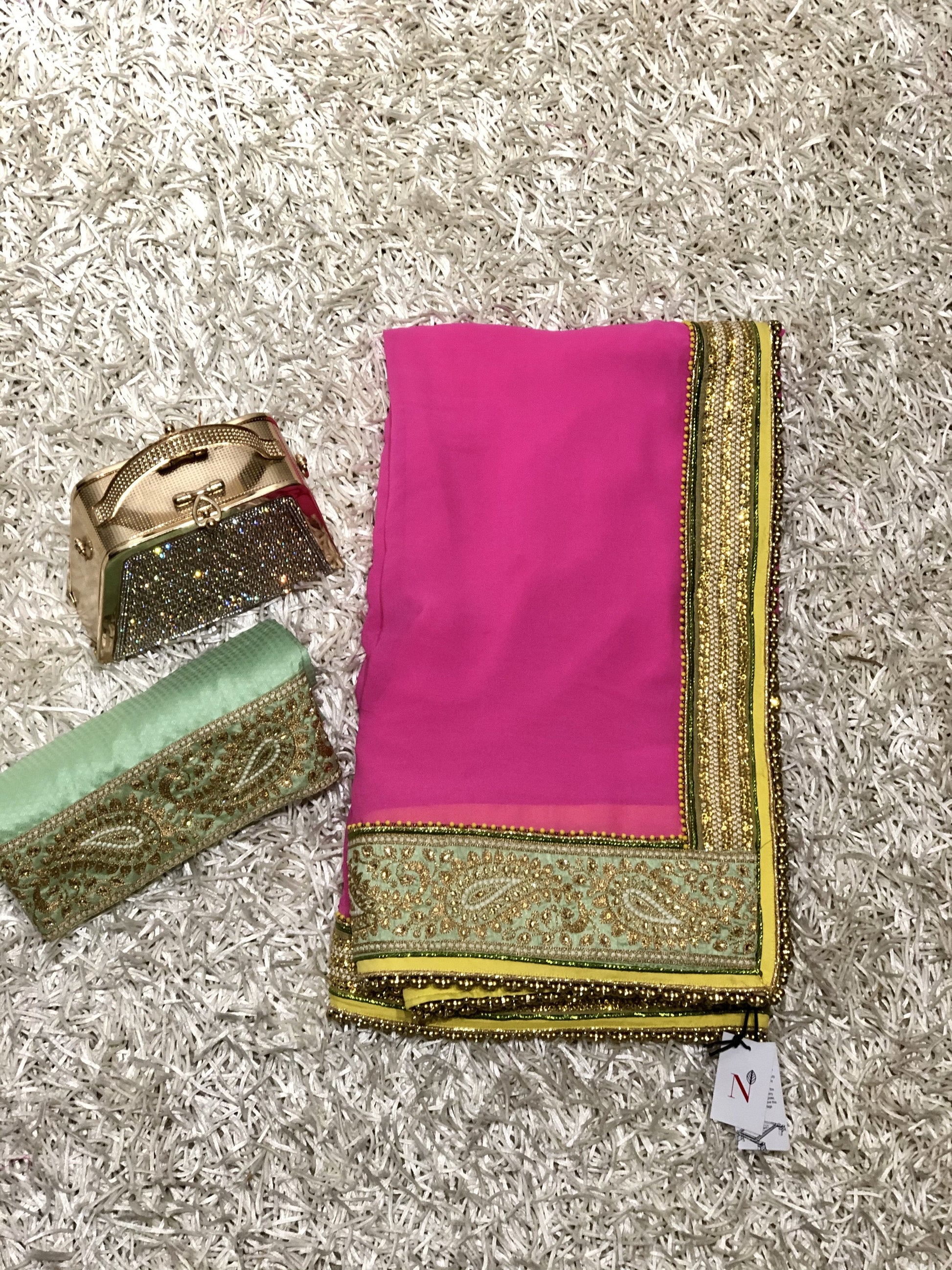 Designer Embroidery Pure Georgette Saree - Pink Lady - Naksheband