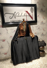 Black And Brown Color Designer Satan Silk Saree - Sooty - Naksheband