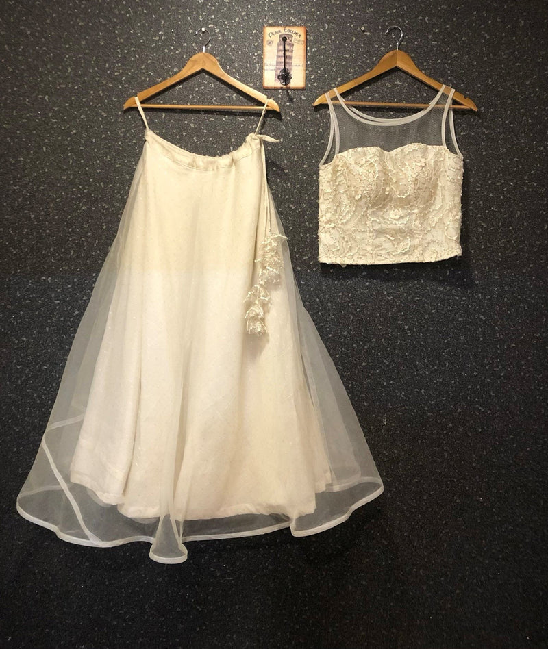 Indowestern Designer Skirt Set - Snowshell - Naksheband